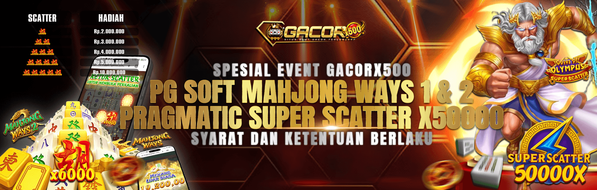 SCATTER X6000 MAHJONG WAYS & GATES OF OLYMPUS SUPER SCATTER X50000
